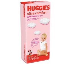 Подгузники для девочек Huggies Ultra Comfort 5 (12-22 kg), 56 шт.