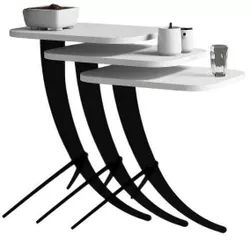 купить Журнальный столик Trendy Pion, Белый, вложенный столик (3 шт.) в Кишинёве 