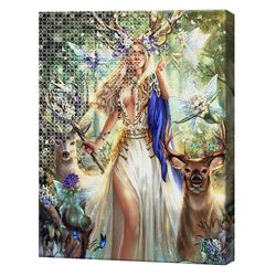 Лесная королева, 40x50 см, комбо-набор роспись по номерам + алмазная мозаика, YHDGJ73656