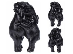 Статуэтка "Два слона в обнимку" 16X10X6cm черная, керамика