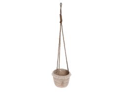 Кашпо плетеное подвесное D22cm, H18cm, бежевая кайма
