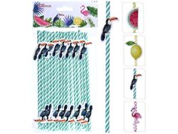 Set paie pentru cocktail din hartie cu figurine 16buc Flamigo, 4 modele