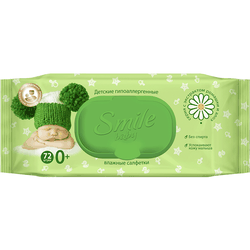 Smile Baby Servetele Umede cu clapeta "Musetel si Aloe", 72 buc. (12/bax).