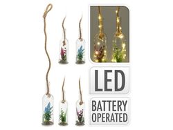 Светильник подвесной "Бутылка и цветы" 20LED на веревке