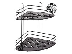 Raft de colt cu 2 nivele pe ventuze Bathroom 20X20X23cm, negru, metal