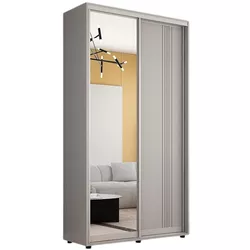 cumpără Dulap Mobildor-Lux Compact uși glisante Oglindă + PAL cu ornament linii (120x45x220H cm) Grey în Chișinău 