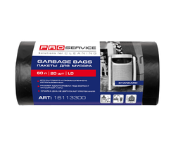 Пакеты для мусора PROservice LD, 60 л, 20 шт, черный