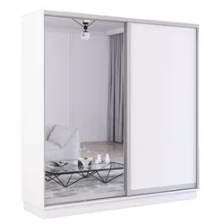 cumpără Dulap Mobildor-Lux Fox uși glisante din oglindă și PAL (210x60x210H cm) Alb în Chișinău 