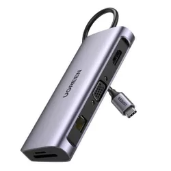 купить USB Hub Ugreen 81338 / HUB 10in1 Type-C 3.0 to 3*USB-A, 3.5mm Audio Jack, PD, RJ45, VGA, SD/TF Card Reader, 4K HDMI, CM179, Space Gray в Кишинёве 