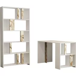 купить Офисный стол Trendy Lima, Marmura Alba, cu raft в Кишинёве 