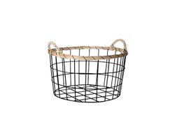 Корзина металлическая 30Х17cm с тростниковыми ручками