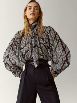 Блуза Massimo Dutti Черно-белый 5114/836/800