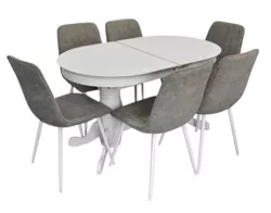 cumpără Set masă și scaune Evelin di Costacurta стол HV-31N White + 6 стульев YTC-078Wh UF885-14 Grey în Chișinău 