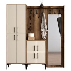 cumpără Mobilă pentru antreu Trendy Berlin ABC, Nuc, Crem, 180x200x35cm (GTR001372) în Chișinău 