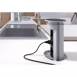 купить Розетка электрическая ASA Plastici 060.05F.00027 Versaelite 3 sockets F + 1 USB 5V (A+C) Aluminium profile, inox cover в Кишинёве 