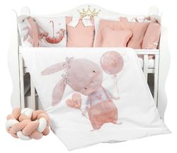 cumpără Lenjerie de pat pentru copii PernaMea Set lenjerie 8 piese Cosita Iepuras Roz (PM.105897/1) în Chișinău 