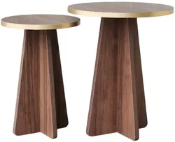 купить Журнальный столик Trendy Грибной 2, золотой, ореховый, набор в Кишинёве 