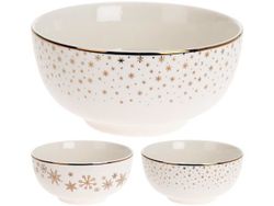 Салатница фарфоровая 13cm Golden Rim Stars, белая