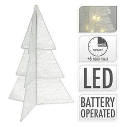 купить Гирлянда Promstore 49095 Фигурка с подсветкой Елка 3D, 20 LED, 50 см, 2xAA, с таймером, белая в Кишинёве 