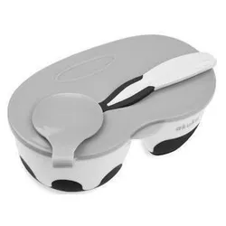 купить Посуда для кормления Akuku A0428 Двухсекционная тарелочка White/Black в Кишинёве 
