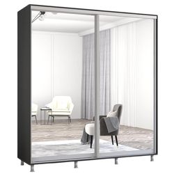 cumpără Dulap Mobildor-Lux Aron-S uși glisante din oglinzi (180x60x210H cm) Anthracite în Chișinău 