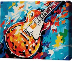 cumpără Tablou pe numere BrushMe RMGB028FC 30x40сm (pânză neagră/fără cutie) Chitară rock în Chișinău 