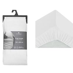 купить Домашний текстиль Promstore 57027 Cearsaf cu elastic Atmosphera Oeko-Tex 160x200x30cm, 100% bumbac, alb в Кишинёве 