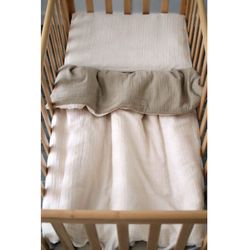 cumpără Lenjerie de pat pentru copii Veres 153.7.03 Lenjerie de pat de schimb Muslin Bej-muștar (90*110/40*60) (3 unități) în Chișinău 