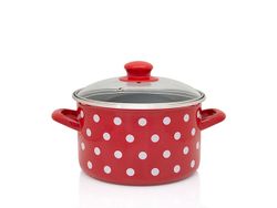 Cratita emailata Clasica 20cm, 4l, capac din sticla