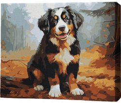 cumpără Tablou pe numere BrushMe RMG0005FC 30x40сm (fără cutie) Cățeluș în pădurea de toamnă în Chișinău 