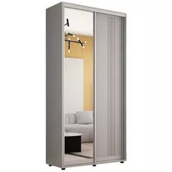 cumpără Dulap Mobildor-Lux Compact uși glisante Oglindă + PAL cu ornament linii (110x45x220H cm) Grey în Chișinău 