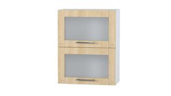 Horizontal kitchen upper cabinet with 2 glass doors, 600 mm