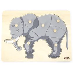 купить Головоломка Viga 44601 Puzzle din lemn Montessori cu buton Elefant в Кишинёве 