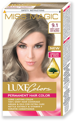 Vopsea p/u păr, SOLVEX Miss Magic Luxe Colors, 108 ml., 9.1 - Blond natural-cenușiu