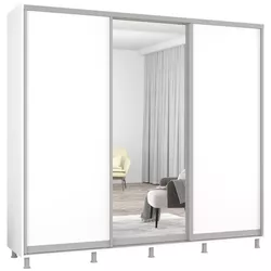 cumpără Dulap Mobildor-Lux Aron uși glisante din oglindă și PAL (240x60x230H cm) Alb Brilliant în Chișinău 