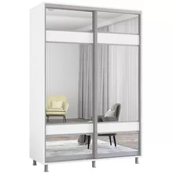 cumpără Dulap Mobildor-Lux Aron cu uși glisante cu oglindă zebra (160x60x210H cm) Alb Brilliant în Chișinău 
