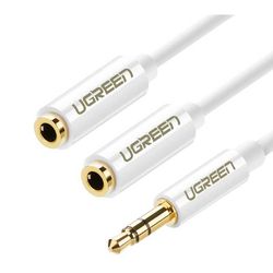 UGREEN Cable Audio Splitter Stereo 3.5mm to 2*3.5mm, 25cm AV134, White