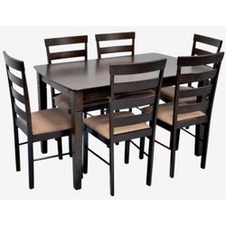 купить Комплект стол и стулья Evelin di Costacurta стол HV-27V Chocolate + 6 стульев Gloria Chocolate/Ekea12 (Dark Brown) в Кишинёве 