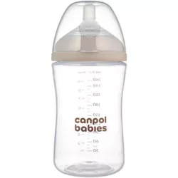 cumpără Cană cu pai Canpol 35/401 Sticlă cu formă naturală și tetină cu două zone, 260 ml în Chișinău 