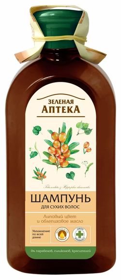 Шампунь-Для сухих волос. Липовый цвет и Облепиховое масло "ЗЕЛЁНАЯ АПТЕКА"