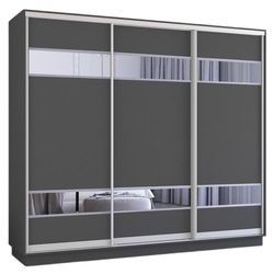 купить Шкаф Mobildor-Lux Fox uși glisante din PAL cu elemente din oglindă (280x60x230H cm) Anthracite в Кишинёве 