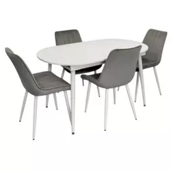 купить Комплект стол и стулья Evelin di Costacurta стол DT-533R Wh + 4 стула YTC-055Wh Blu-13 (Light grey) в Кишинёве 