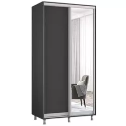 cumpără Dulap Mobildor-Lux Aron-P 1.0m-1.8m uși glisante din oglindă și PAL (170x60x210H cm) Anthracite în Chișinău 