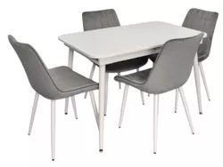 cumpără Set masă și scaune Evelin di Costacurta стол DT-531R Wh + 4 стула YTC-055Wh blu-13 (Light grey) în Chișinău 