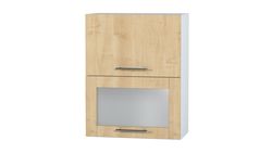 Horizontal kitchen upper cabinet with one glass door, 600 mm