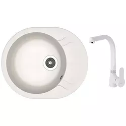 cumpără Chiuvetă bucătărie cu bateria Dr.Gans Berta 580 + SanDonna F 7103 alb în Chișinău 