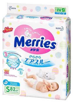 Подгузники Merries S (4-8 kg) 82 шт