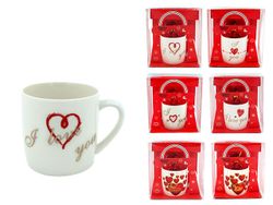 Cana 210ml "Love"cu inimi, in cutie cadou