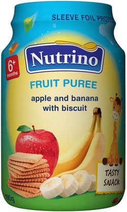 Пюре NUTRINO яблоко, банан и печенье (6 мес), 190 г