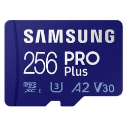 256GB MicroSD (Class 10) UHS-I (U3) +SD adapter, Samsung PRO Plus "MB-MD256KA" (R/W:160/120MB/s)